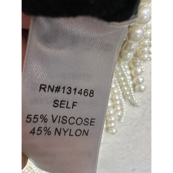 Fate Womens S Sweater Black Faux Pearl Fringe Crop Long Sleeve Pullover Holiday - Picture 6 of 8